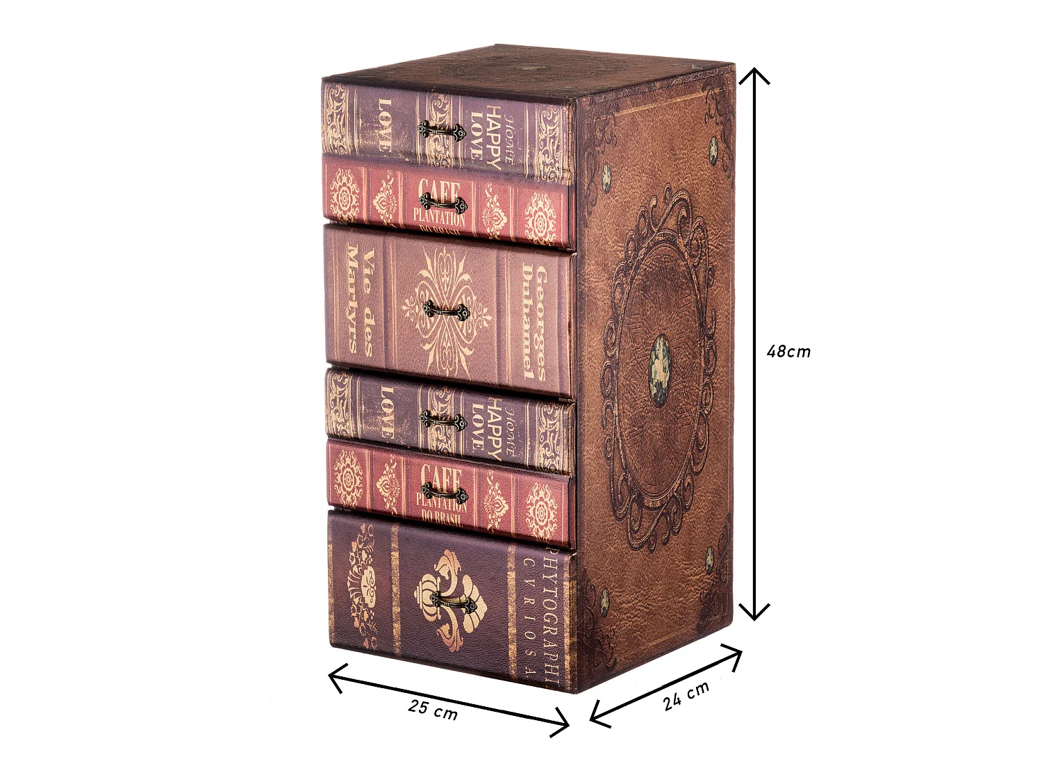 Cassettiera Portagioie 4 Cassetti Pvc Marrone Gioielli 48x25x24