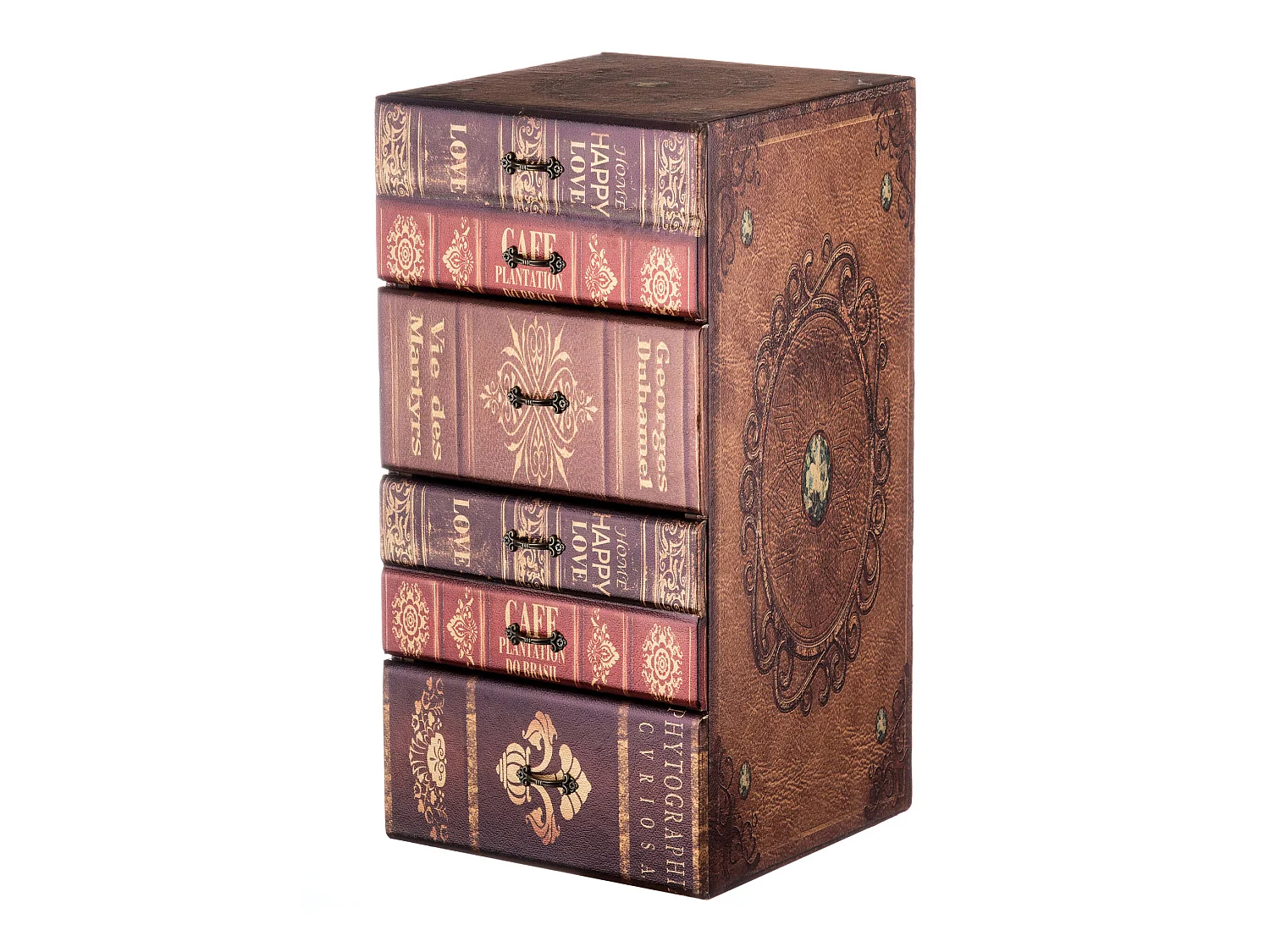 Cassettiera Portagioie 4 Cassetti Pvc Marrone Gioielli 48x25x24