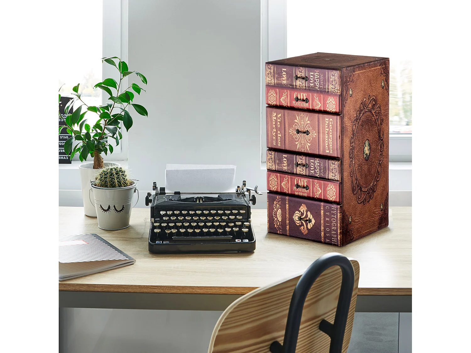 Cajonera 4 Cajones Pequeños Joyero Marron 48x25x24