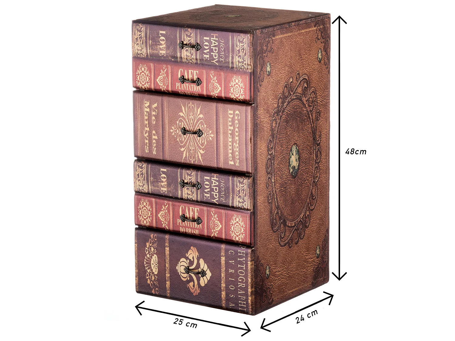 Cajonera 4 Cajones Pequeños Joyero Marron 48x25x24