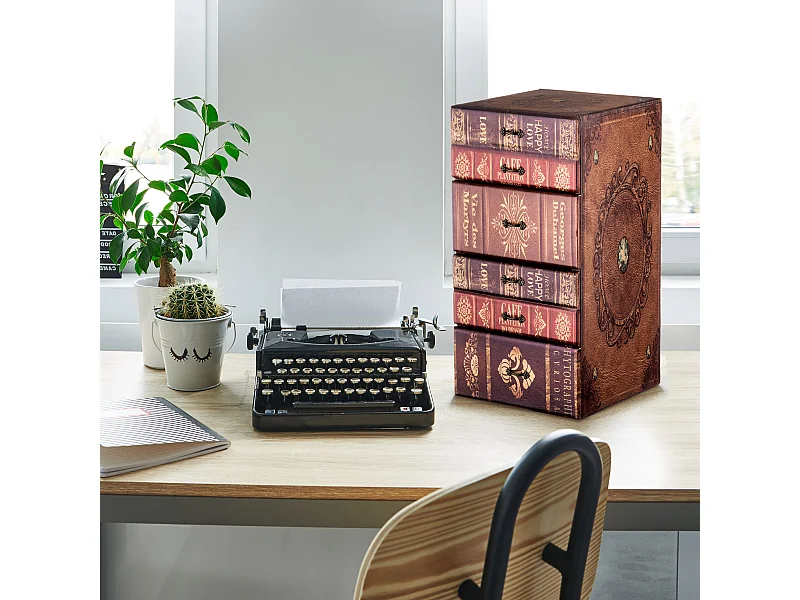 Cassettiera Portagioie 4 Cassetti Pvc Marrone Gioielli 48x25x24