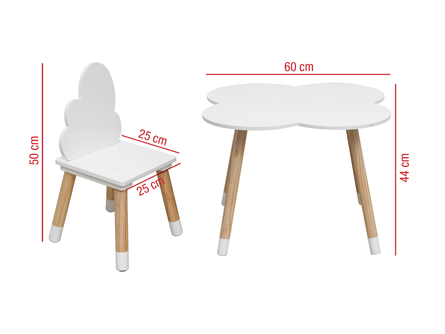 Ensemble de Table et 2 Chaises pour Enfants en bois blanc