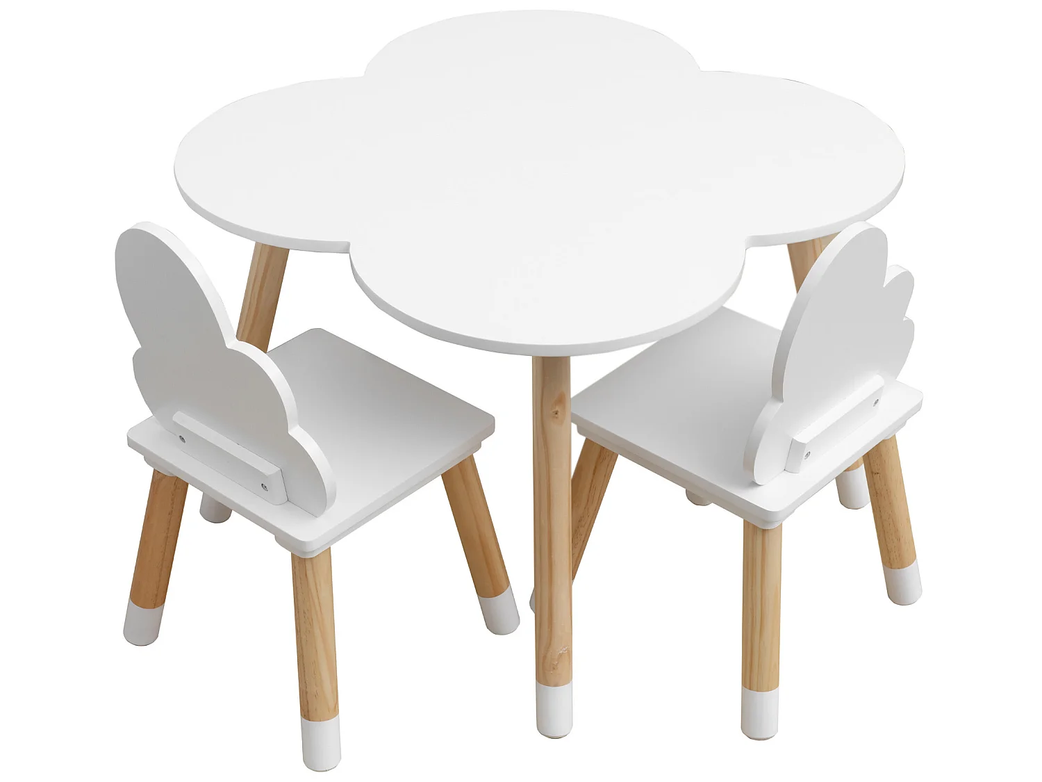 Ensemble de Table et 2 Chaises pour Enfants en bois blanc