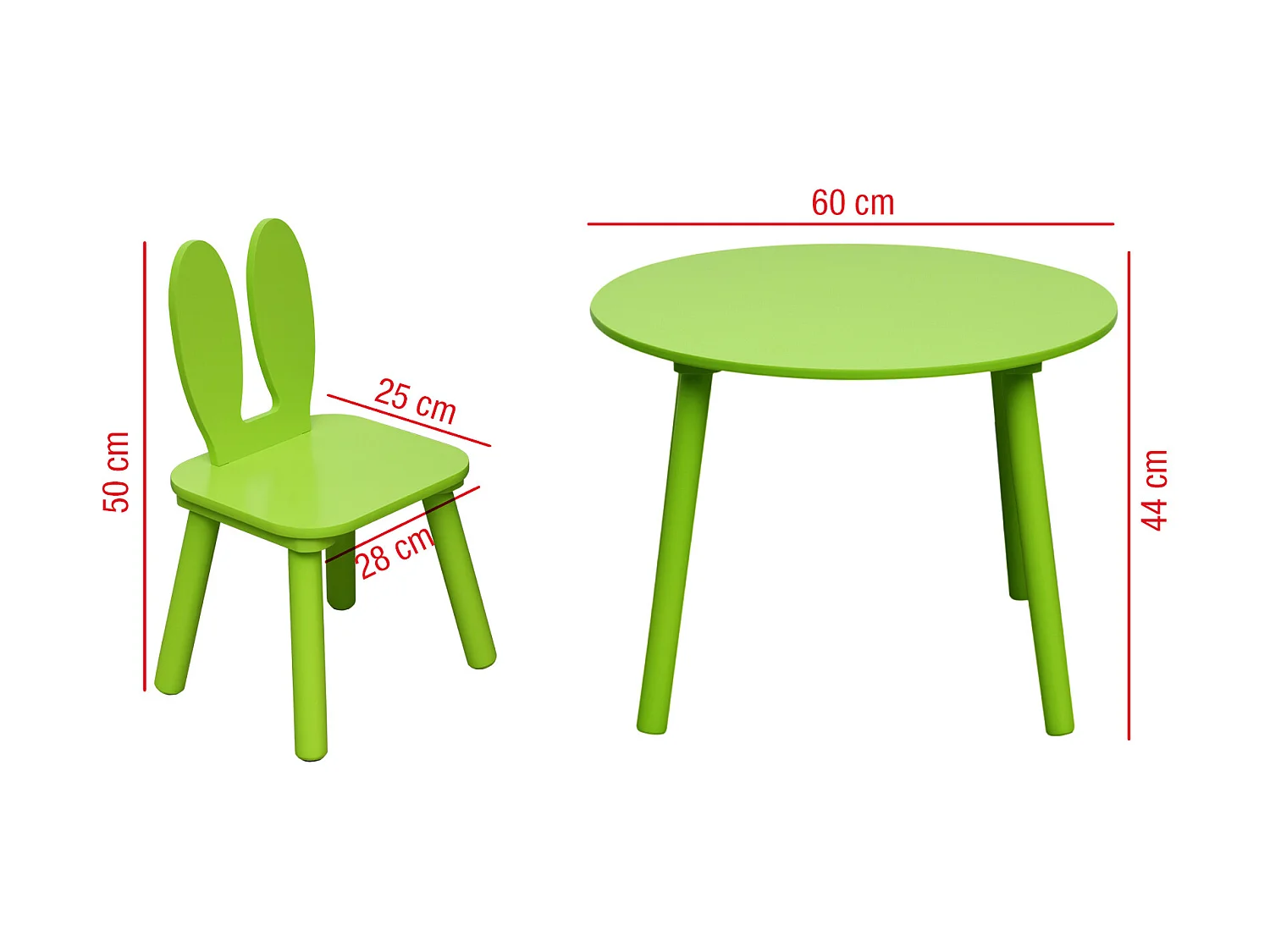 Ensemble de Table et 2 Chaises pour Enfants en Bois Verte