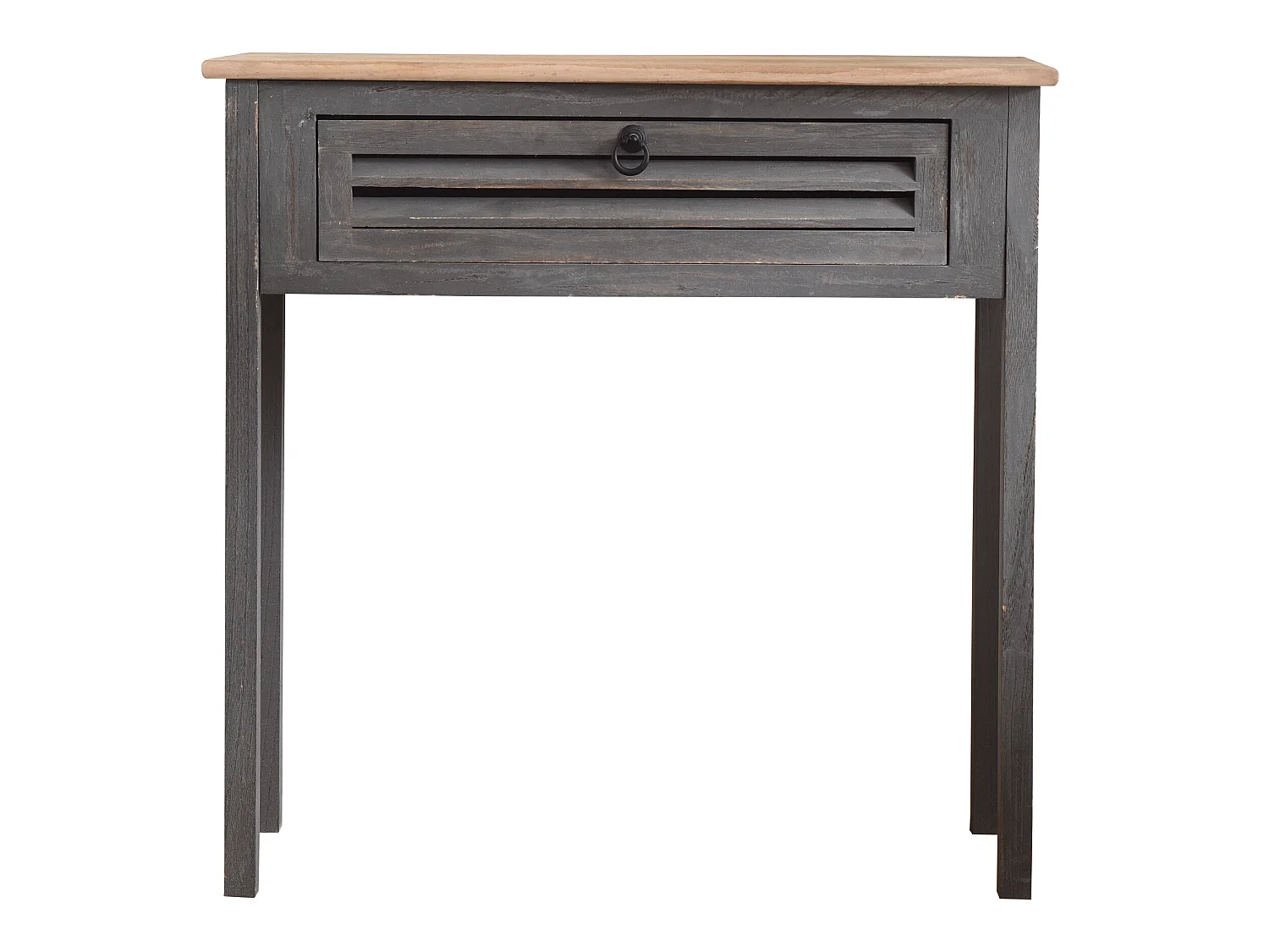 Table Bureau Console 1 Tiroir Bois Gris Shabby 75x75x30,5