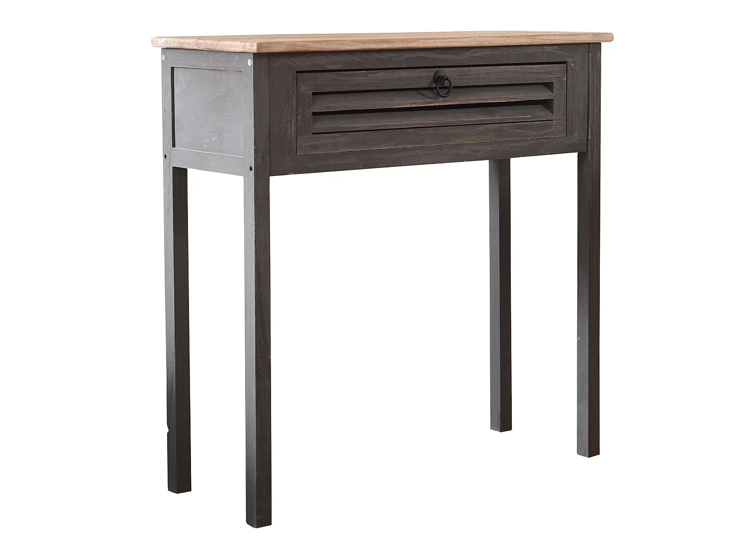 Table Bureau Console 1 Tiroir Bois Gris Shabby 75x75x30,5