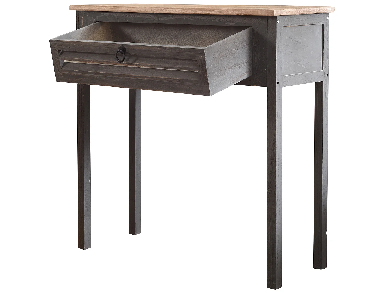 Mesa de Secretária Consola Mesa 1 Gaveta Vintage Azul Madeira 75x75x30,5