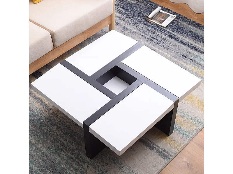 Tavolino Salotto Bianco Nero Arredamento Moderno 35x80x80