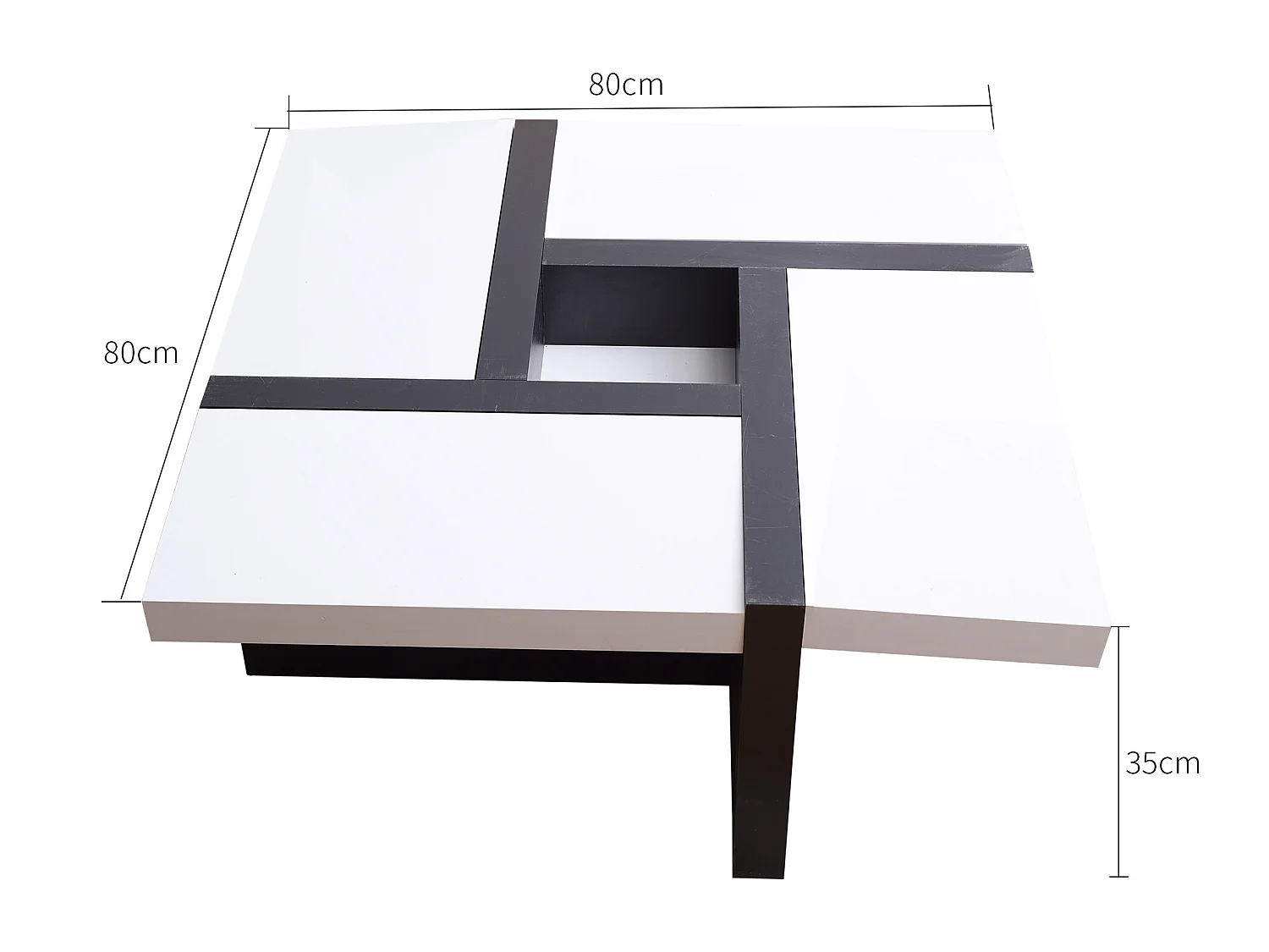 Tavolino Salotto Bianco Nero Arredamento Moderno 35x80x80