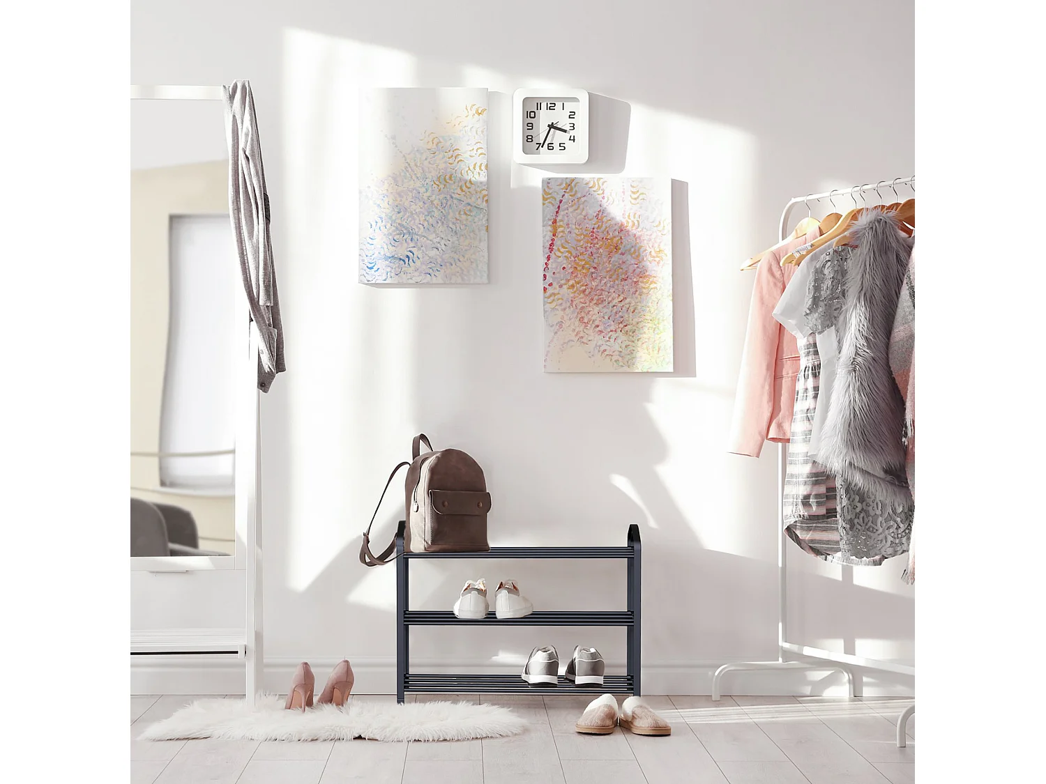 Porte chaussures en métal à faible encombrement Noir 3 étagères