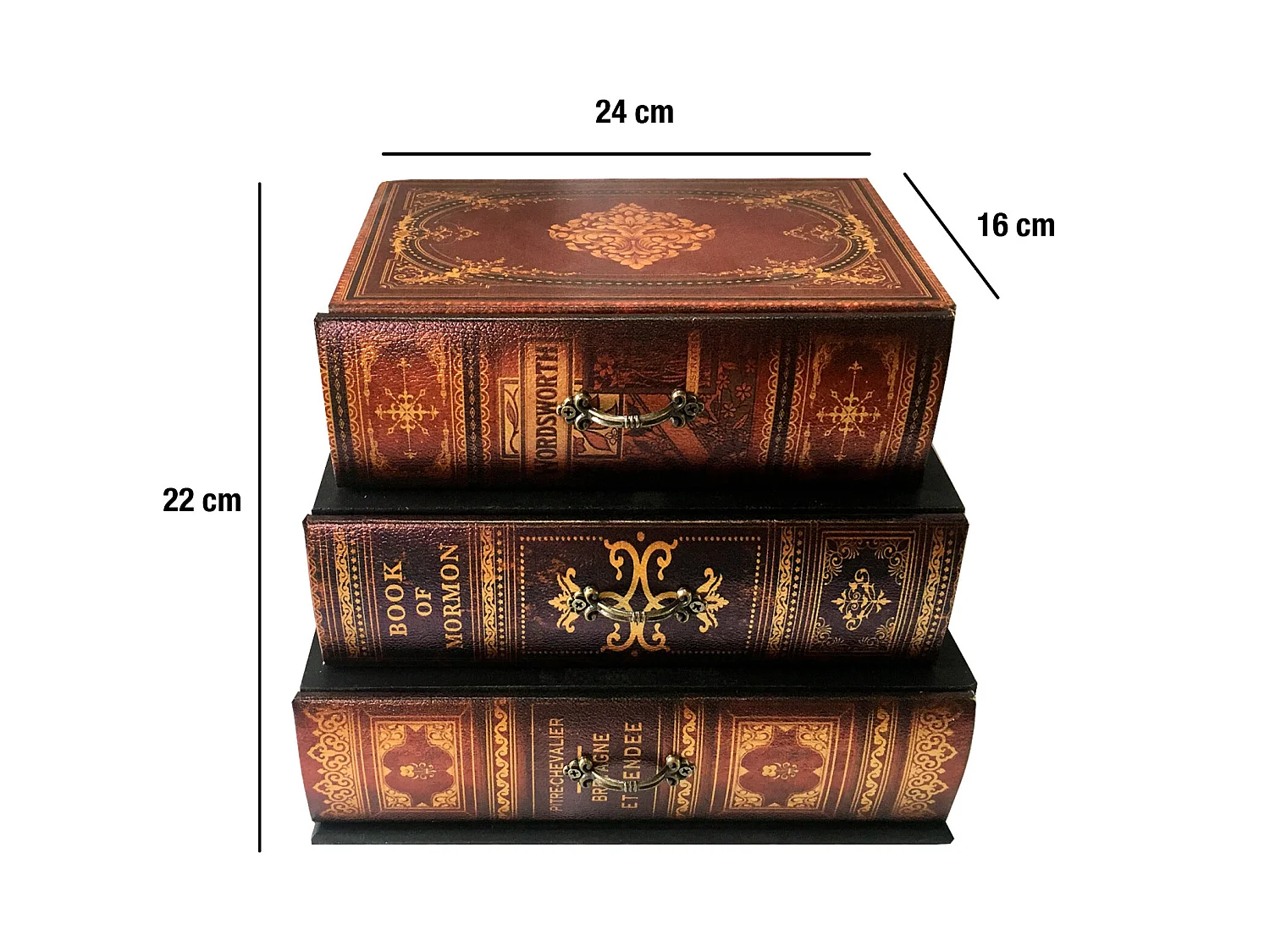 Mini Cassettiera Portagioie Mdf Pvc 3 Cassetti Vintage 22x24x16