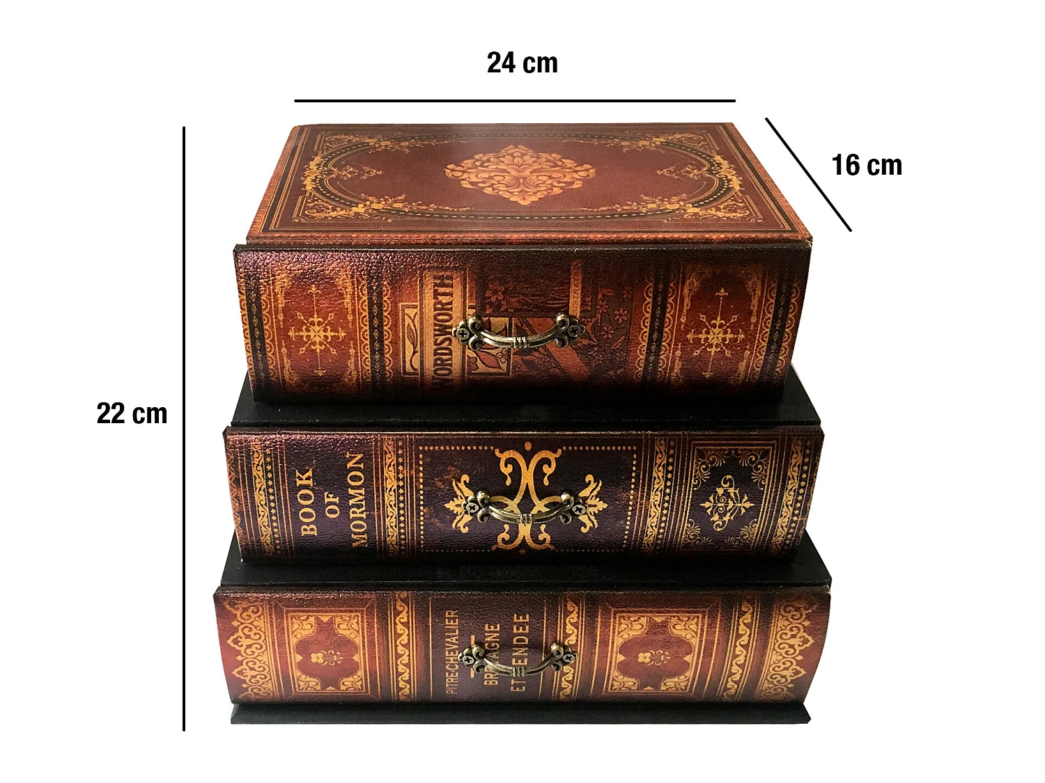 Mini Cassettiera Portagioie Mdf Pvc 3 Cassetti Vintage 22x24x16