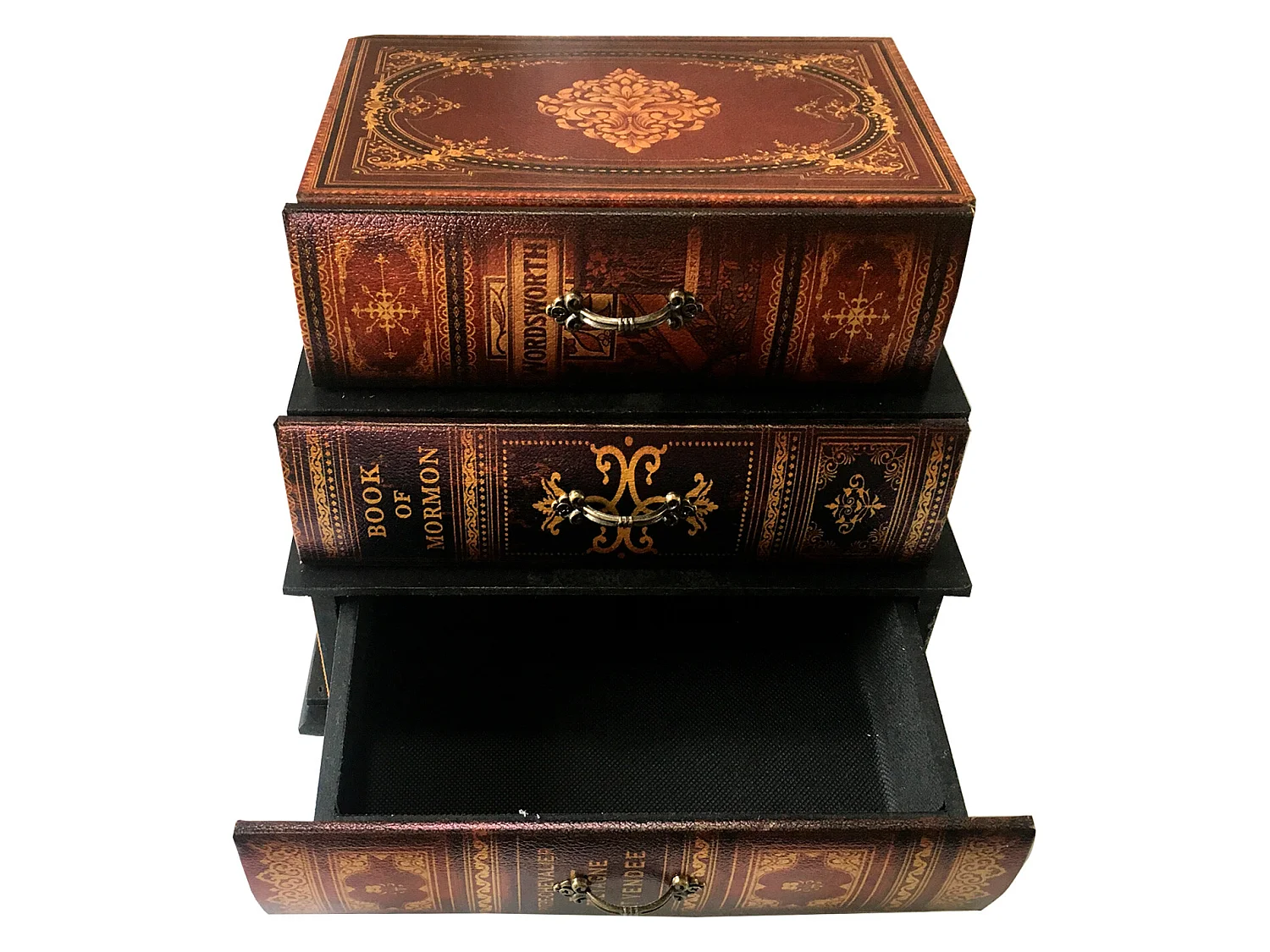 Mini Cassettiera Portagioie Mdf Pvc 3 Cassetti Vintage 22x24x16