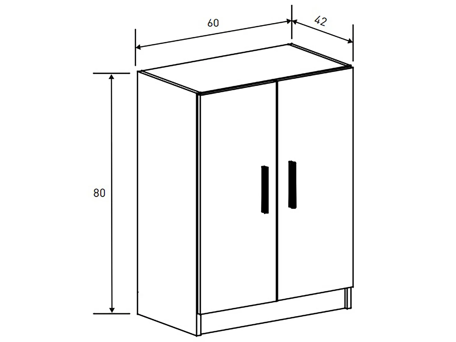 Meuble bas de cuisine coloris Blanc - Longueur 60 x profondeur 42 x hauteur 80 cm