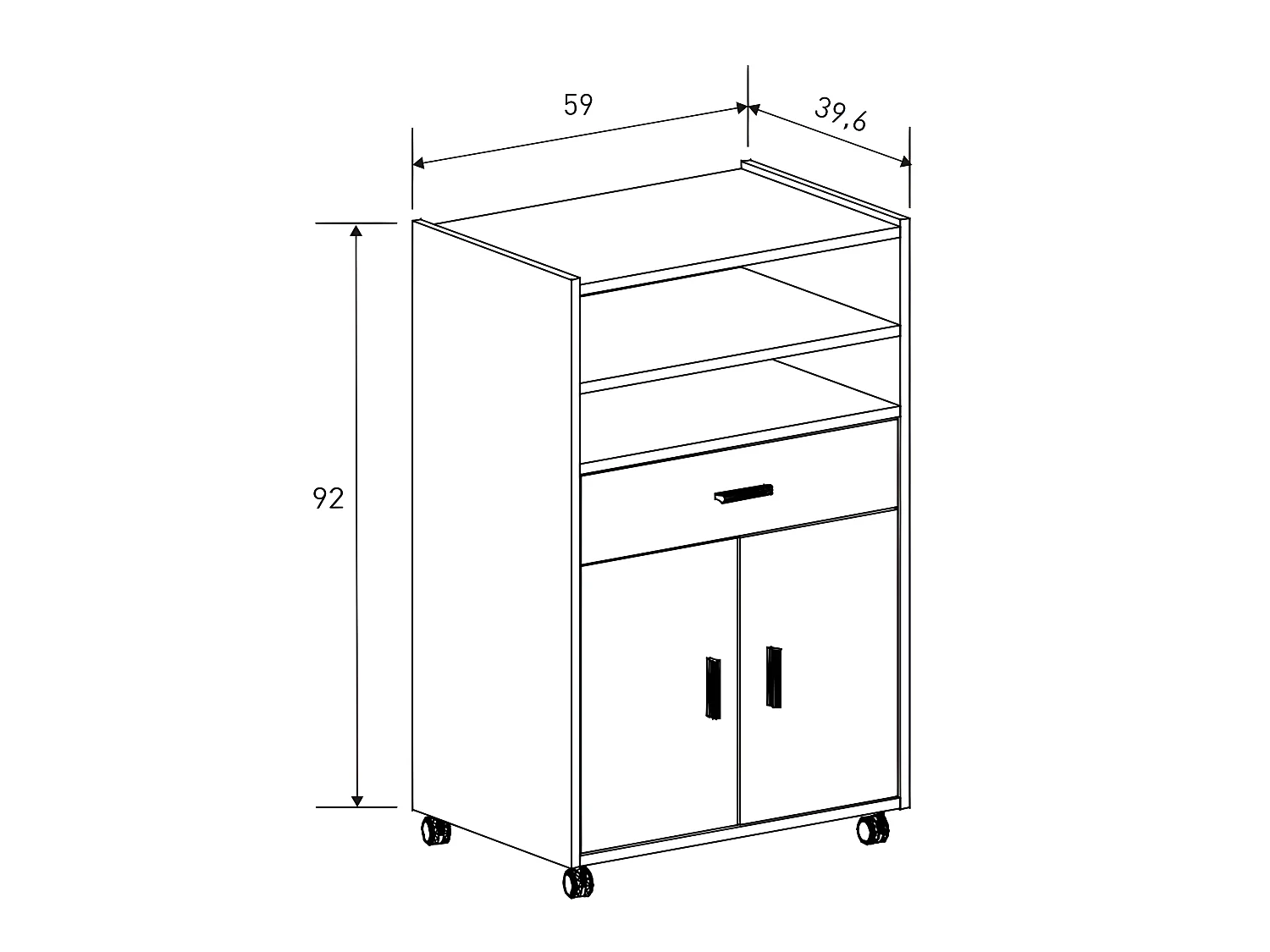 Meuble bas de cuisine coloris Blanc - Longueur 59 x profondeur 39.6 x hauteur 92 cm