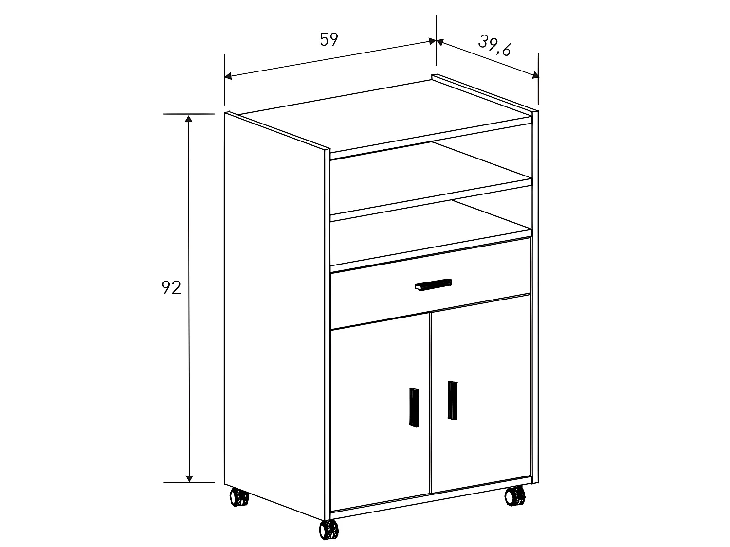 Meuble bas de cuisine coloris Blanc - Longueur 59 x profondeur 39.6 x hauteur 92 cm