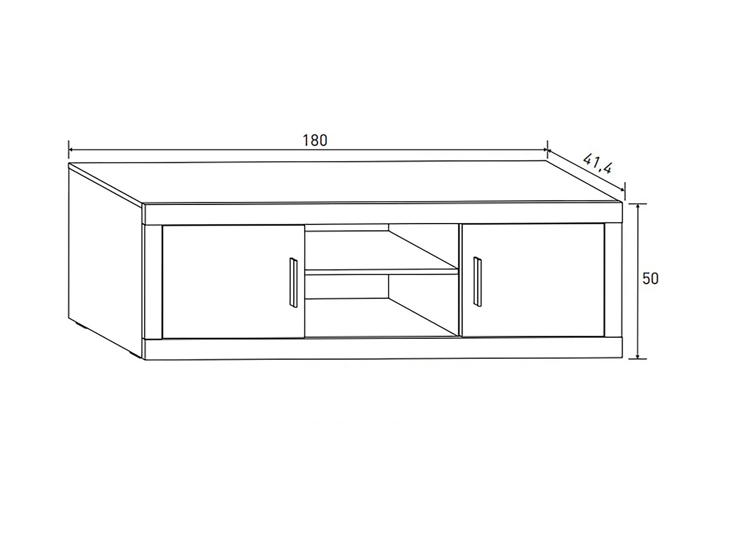 Meuble TV 2 portes coloris chêne cambrian, graphite - Longueur 180 x profondeur 41,4 x hauteur 50 cm