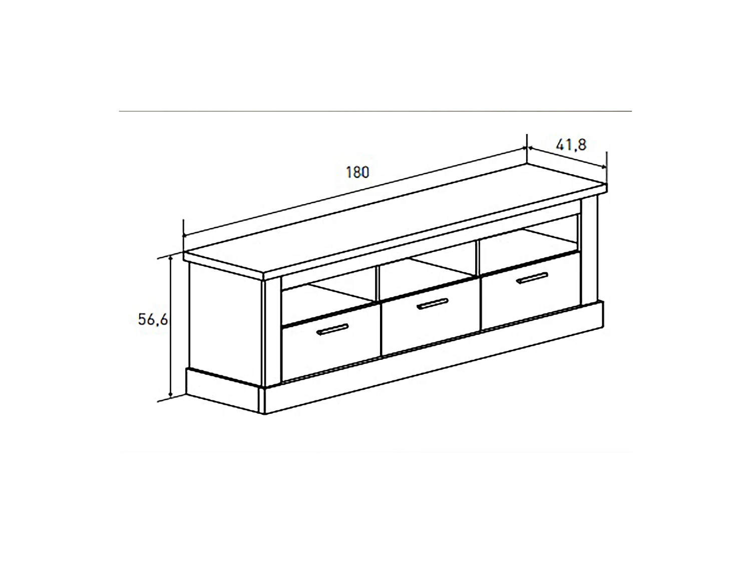 Meuble TV coloris Chêne cambrian, blanc - Longueur 180 x Profondeur 41 x Hauteur 56 cm
