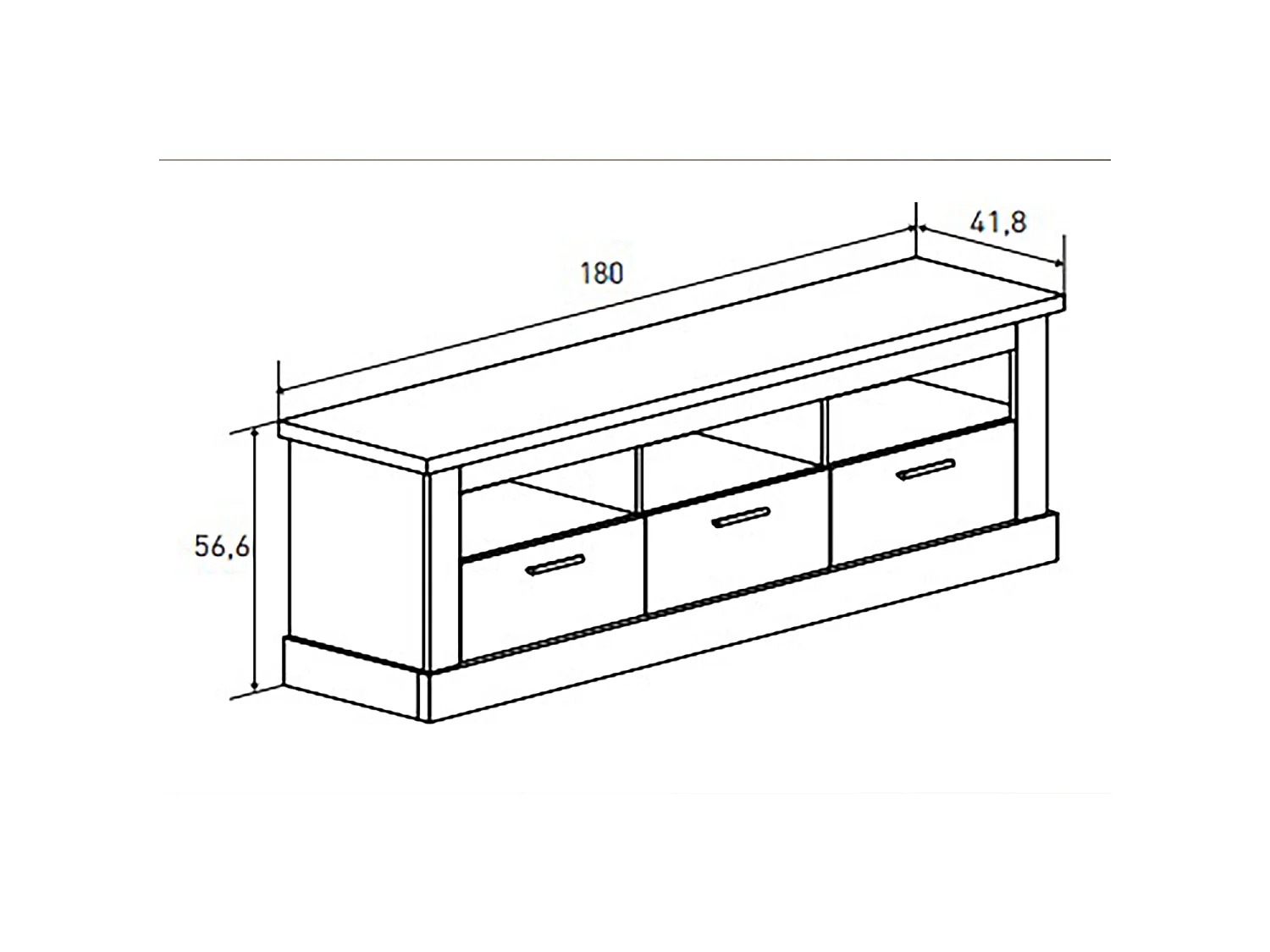 Meuble TV coloris Chêne cambrian, blanc - Longueur 180 x Profondeur 41 x Hauteur 56 cm