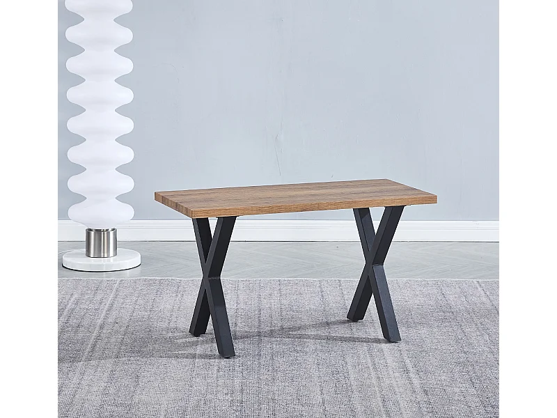 Tabouret de cuisine en MDF avec pieds en métal coloris noir  - Longueur 80 x Profondeur 35 x Hauteur  45 cm