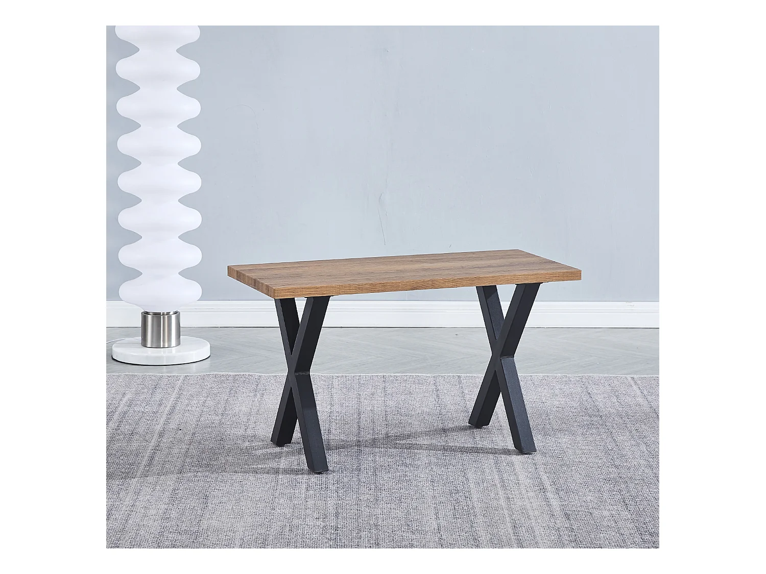 Tabouret de cuisine en MDF avec pieds en métal coloris noir  - Longueur 80 x Profondeur 35 x Hauteur  45 cm