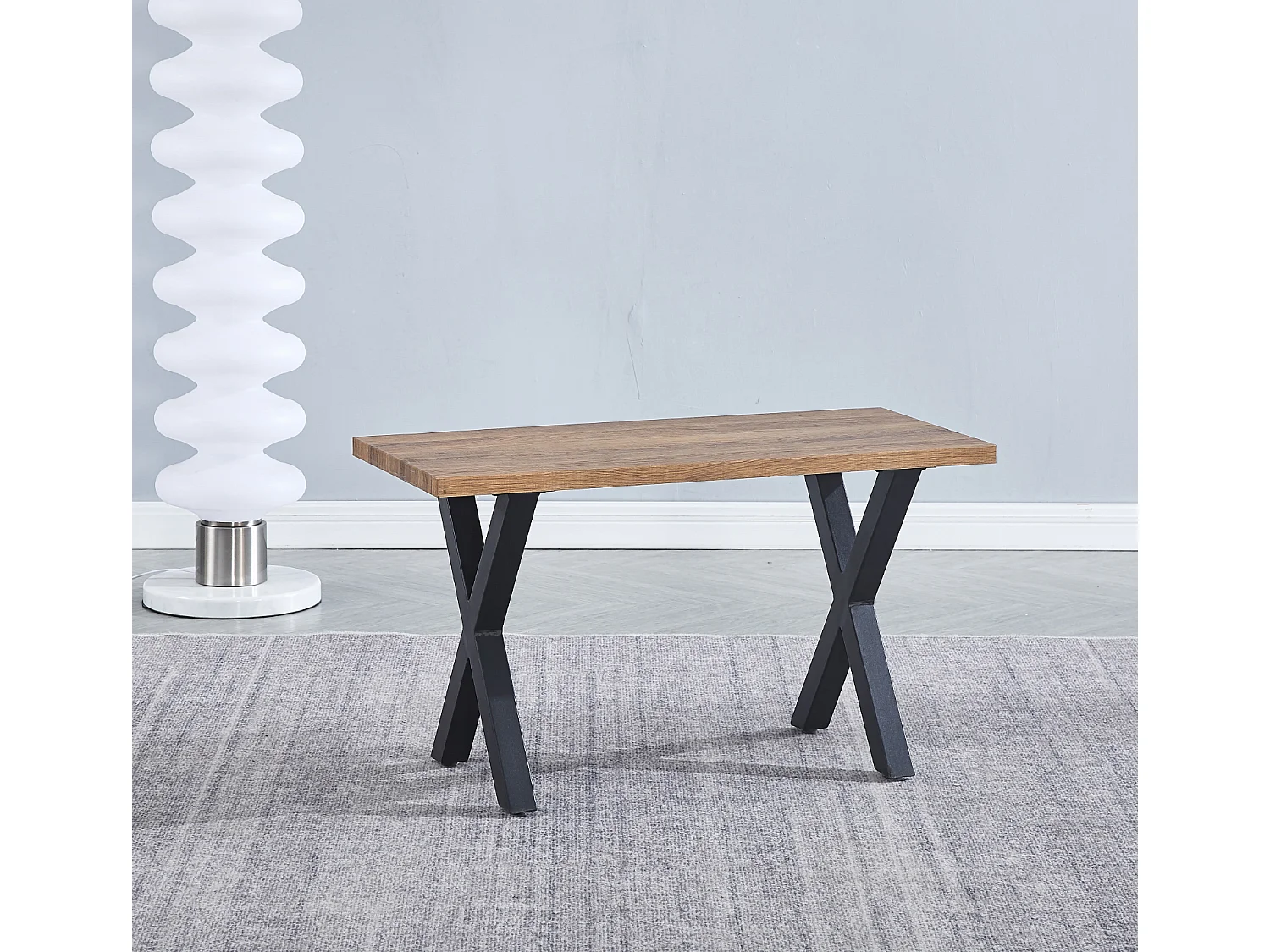 Tabouret de cuisine en MDF avec pieds en métal coloris noir  - Longueur 80 x Profondeur 35 x Hauteur  45 cm