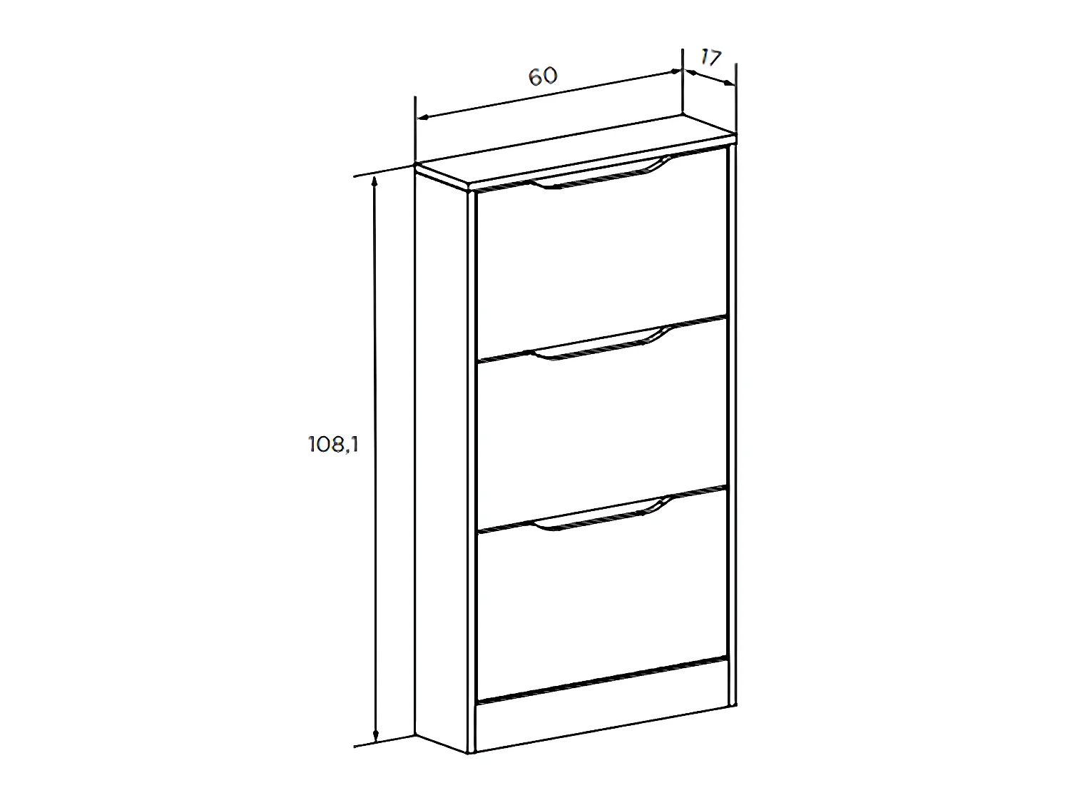 Meuble à chaussures 3 portes coloris Chêne cambrian/blanc - Longueur 60 x profondeur 17 x hauteur 108,1 cm