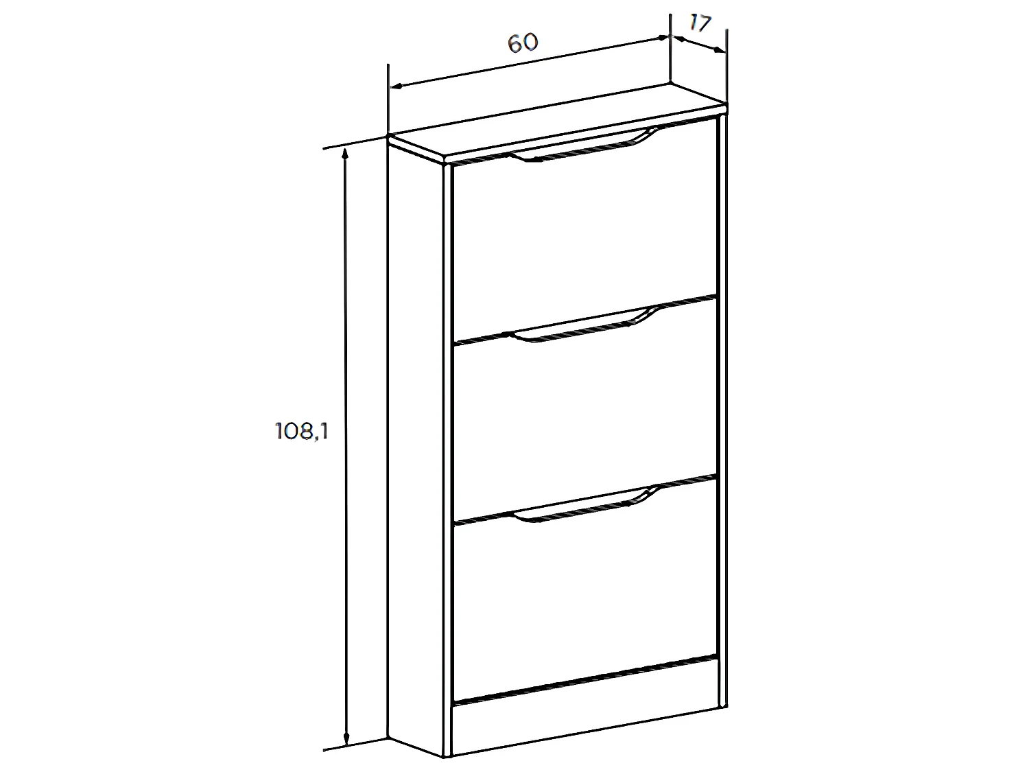 Meuble à chaussures 3 portes coloris Chêne cambrian/blanc - Longueur 60 x profondeur 17 x hauteur 108,1 cm