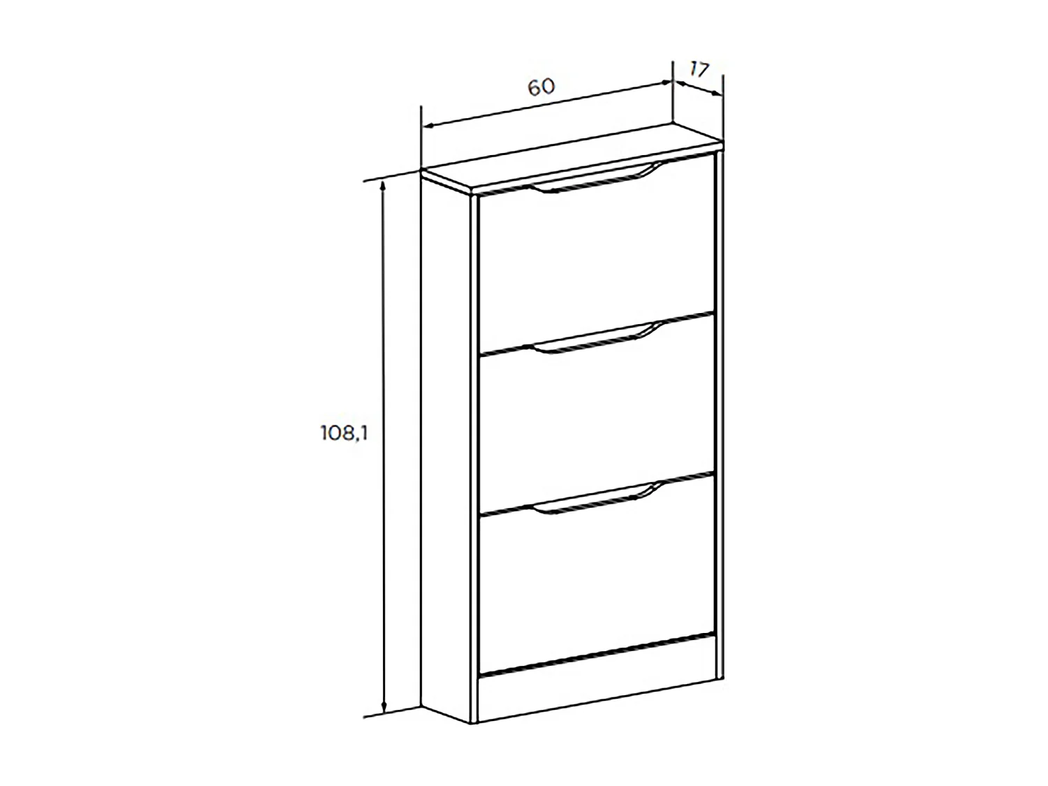Meuble à chaussures 3 portes coloris Chêne cambrian/blanc - Longueur 60 x profondeur 17 x hauteur 108,1 cm
