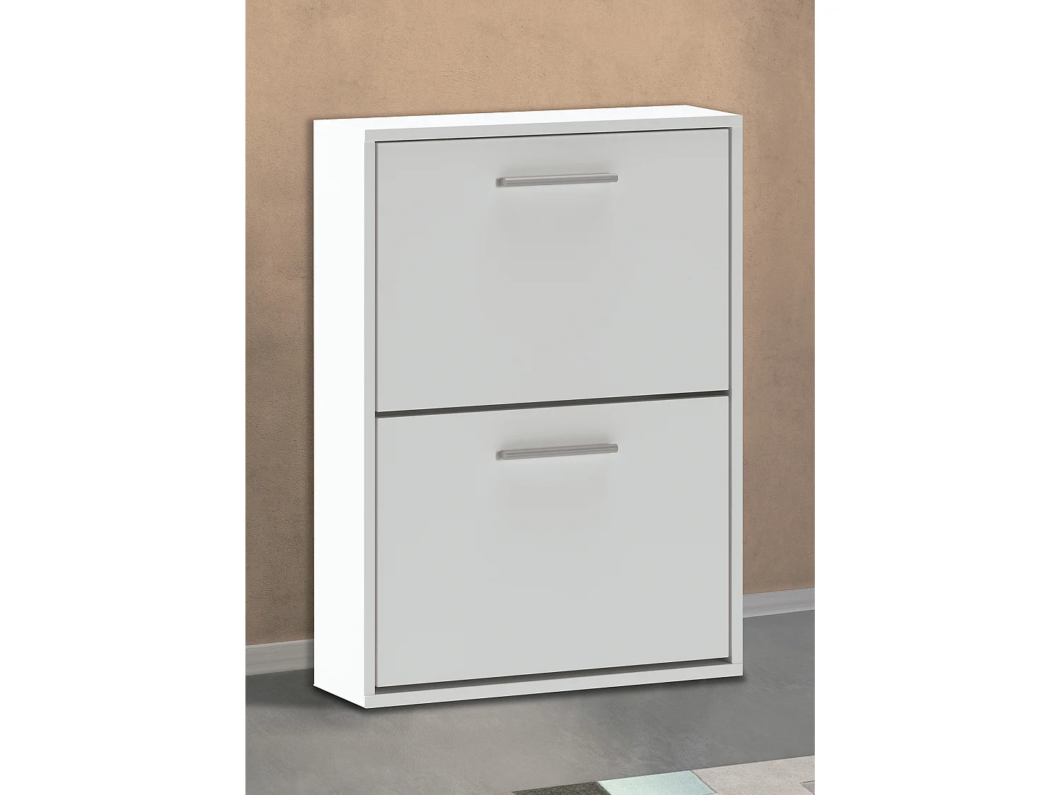 Meuble à chaussures 2 portes coloris blanc - Longueur 54 x profondeur 18 x hauteur 73 cm