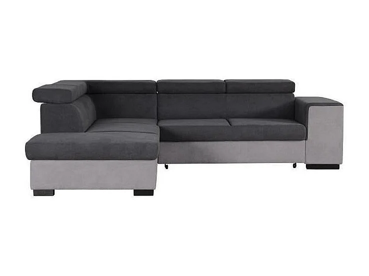 Ecksofa linksseitig umwandelbar ARMSTRONG mit Stauraum für 5 Personen - Hellgrauer und dunkelgrauer Stoff - L 271 x T 220 x H 77 cm