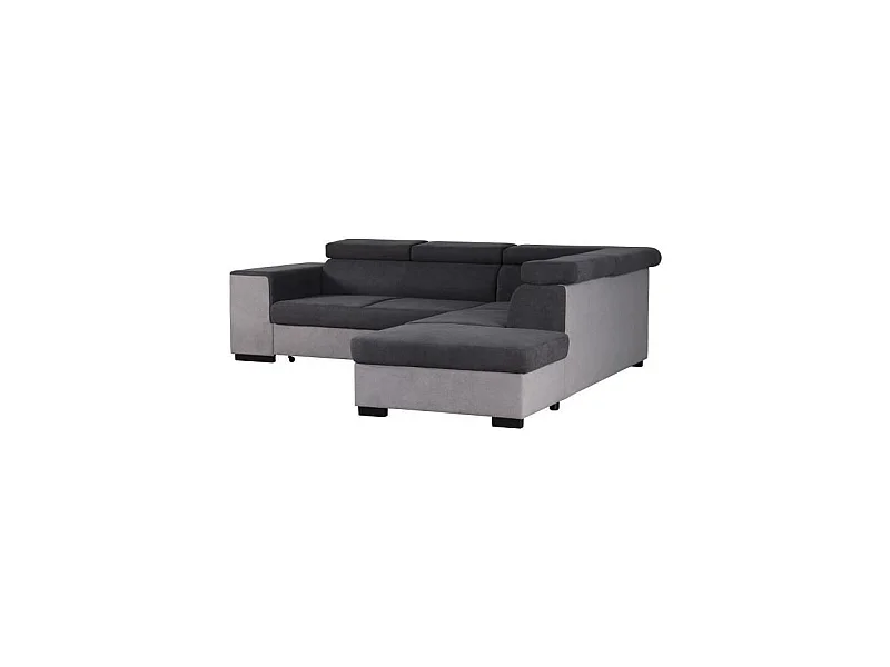 ARMSTRONG Canape dangle droit convertible + coffre 5 places - Tissu gris clair et gris fonce - L 271 x P 220 x H 77 cm