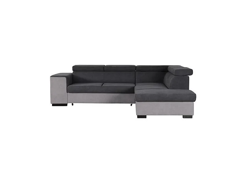 Hoekslaapbank ARMSTRONG 5 zitplaatsen met opbergruimte - Licht- en donkergrijs stof - L 271 x D 220 x H 77 cm