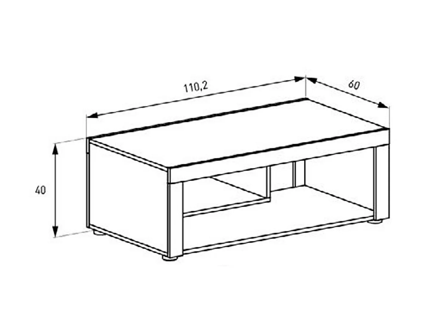 Table basse coloris chêne vieilli - longueur 110,20 x profondeur 60 x hauteur 40 cm