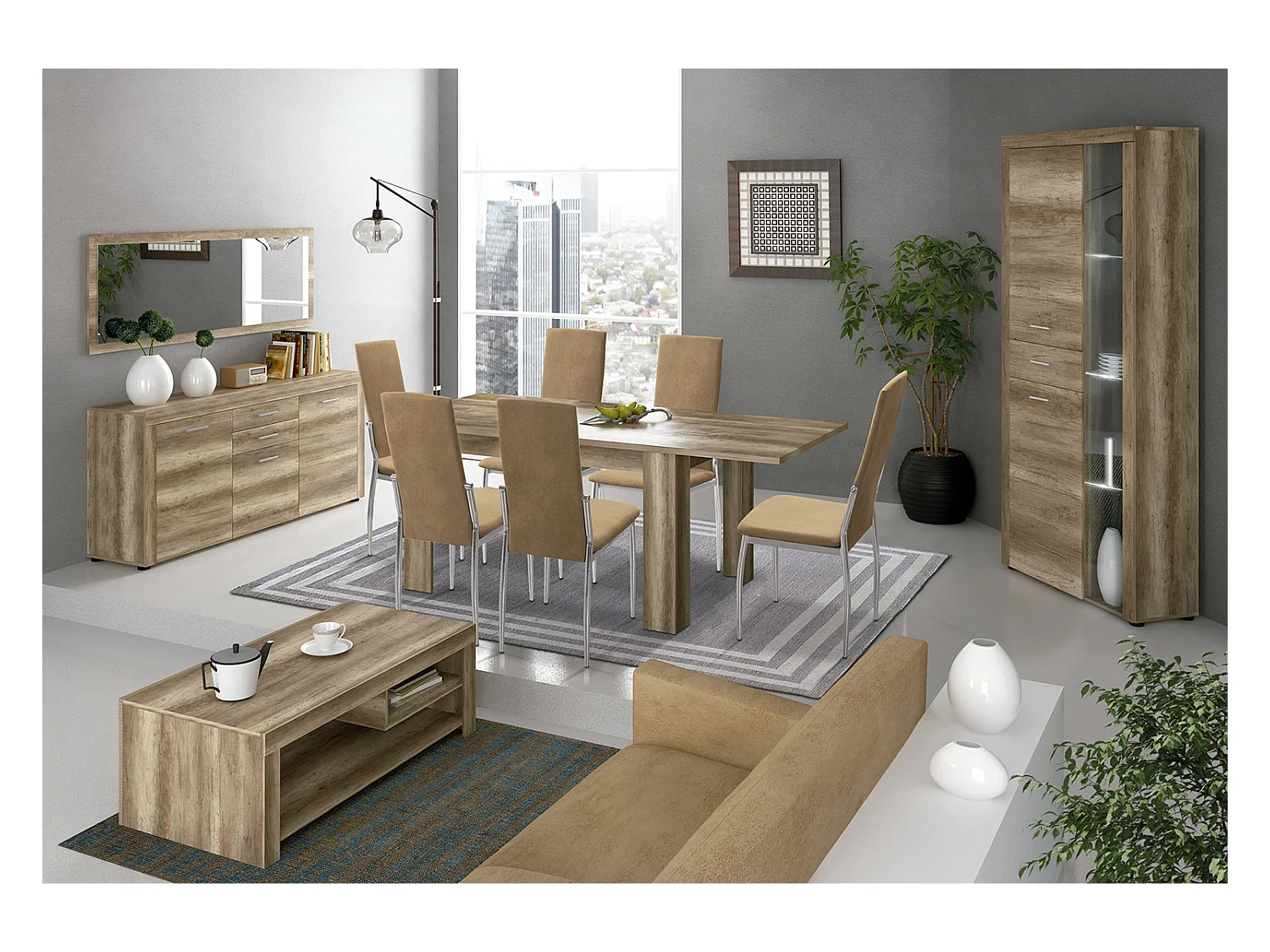 Table basse coloris chêne vieilli - longueur 110,20 x profondeur 60 x hauteur 40 cm