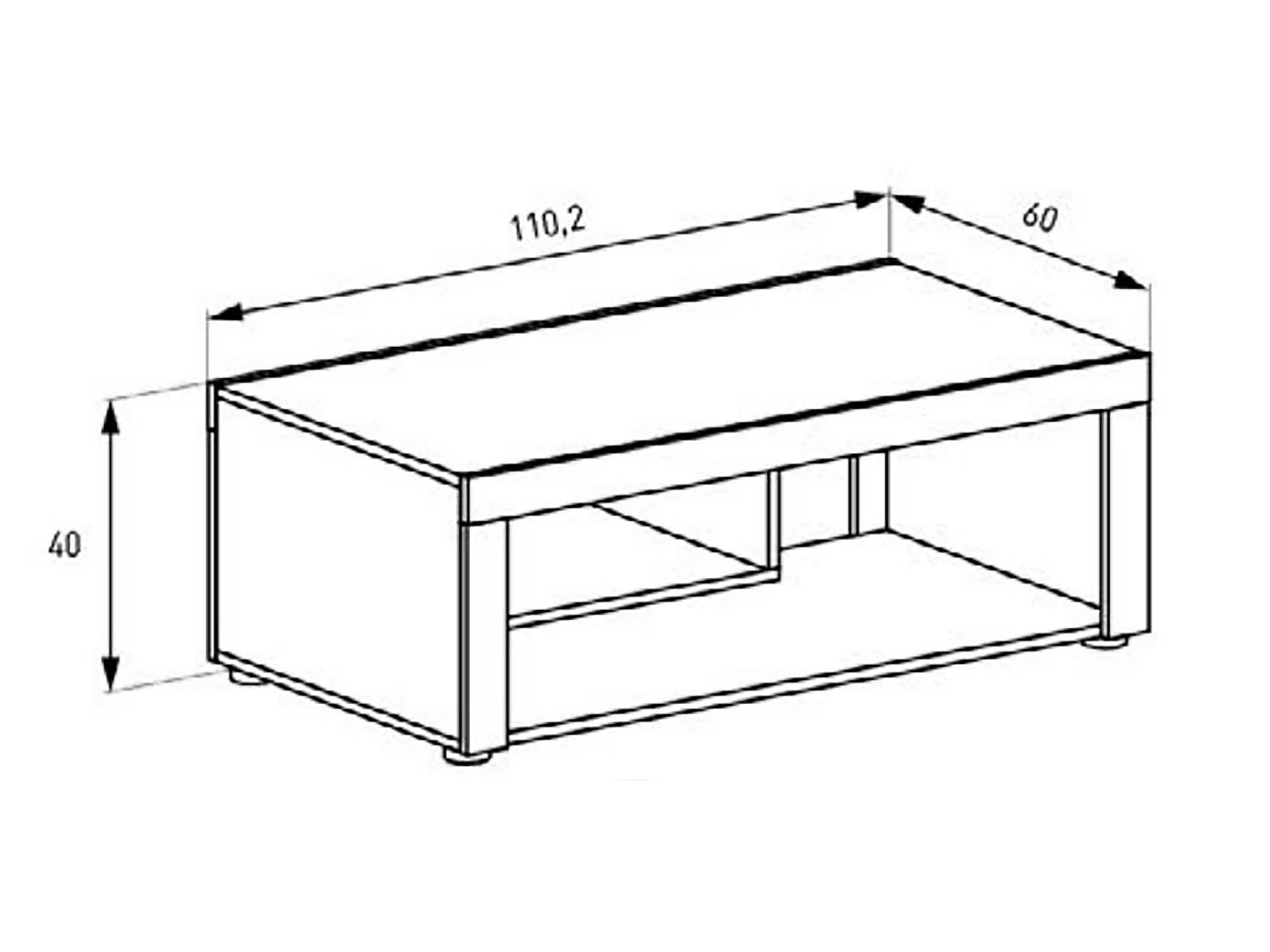 Table basse coloris chêne vieilli - longueur 110,20 x profondeur 60 x hauteur 40 cm