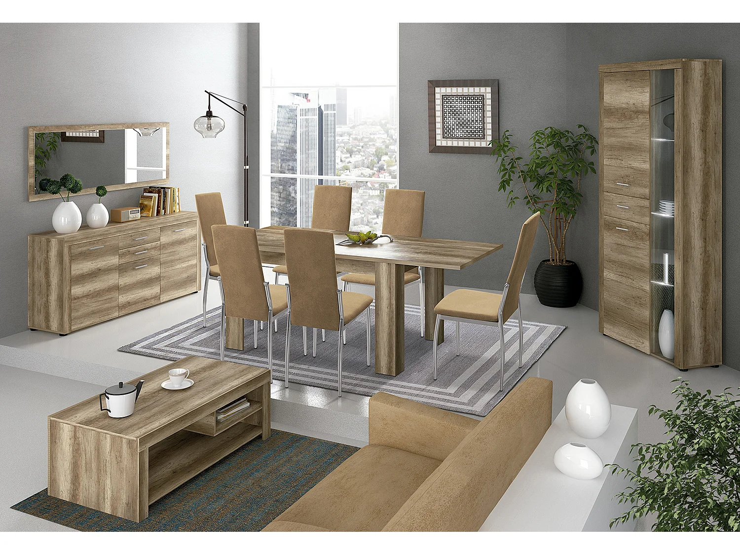 Table basse coloris chêne vieilli - longueur 110,20 x profondeur 60 x hauteur 40 cm