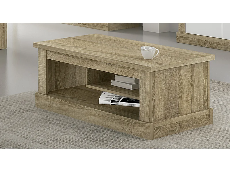 Table basse de salon coloris Chêne cambrian - Longueur 109 x Profondeur 60 x Hauteur 45,2 cm