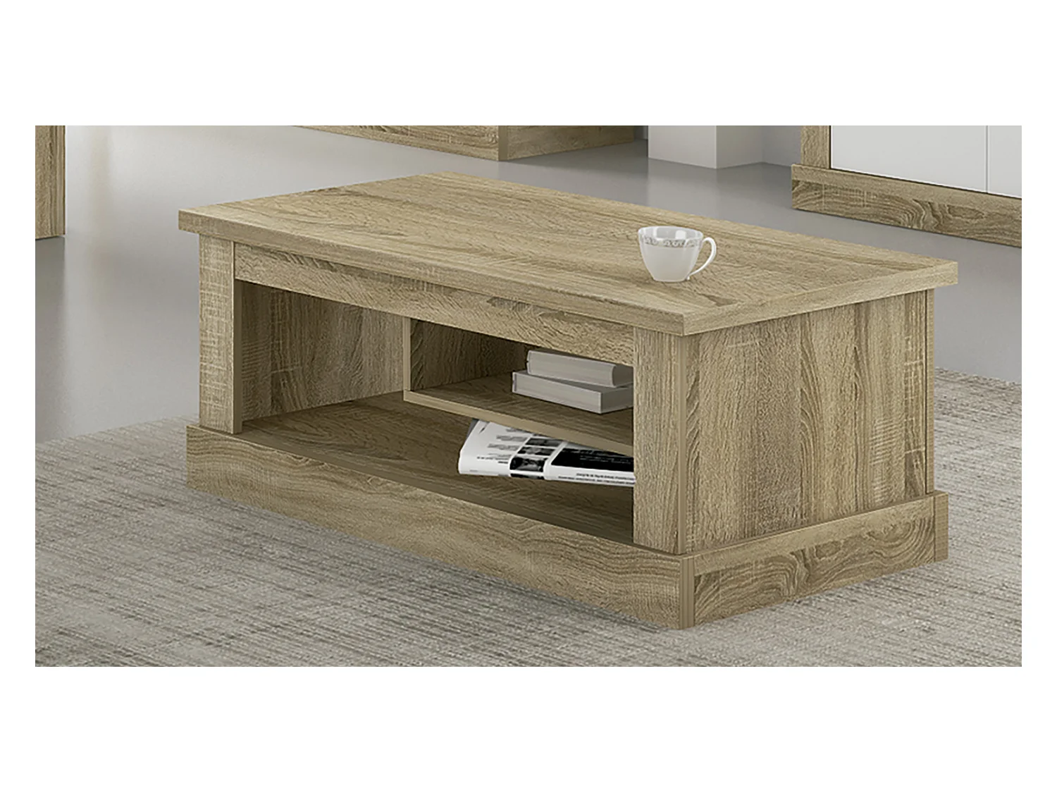 Table basse de salon coloris Chêne cambrian - Longueur 109 x Profondeur 60 x Hauteur 45,2 cm