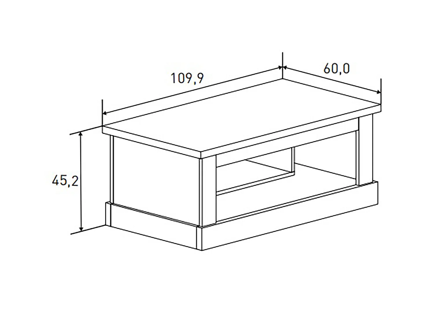 Table basse de salon coloris Chêne cambrian - Longueur 109 x Profondeur 60 x Hauteur 45,2 cm