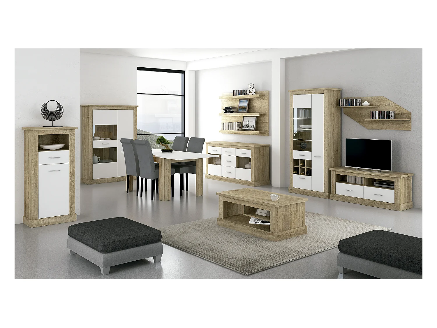 Table basse de salon coloris Chêne cambrian - Longueur 109 x Profondeur 60 x Hauteur 45,2 cm