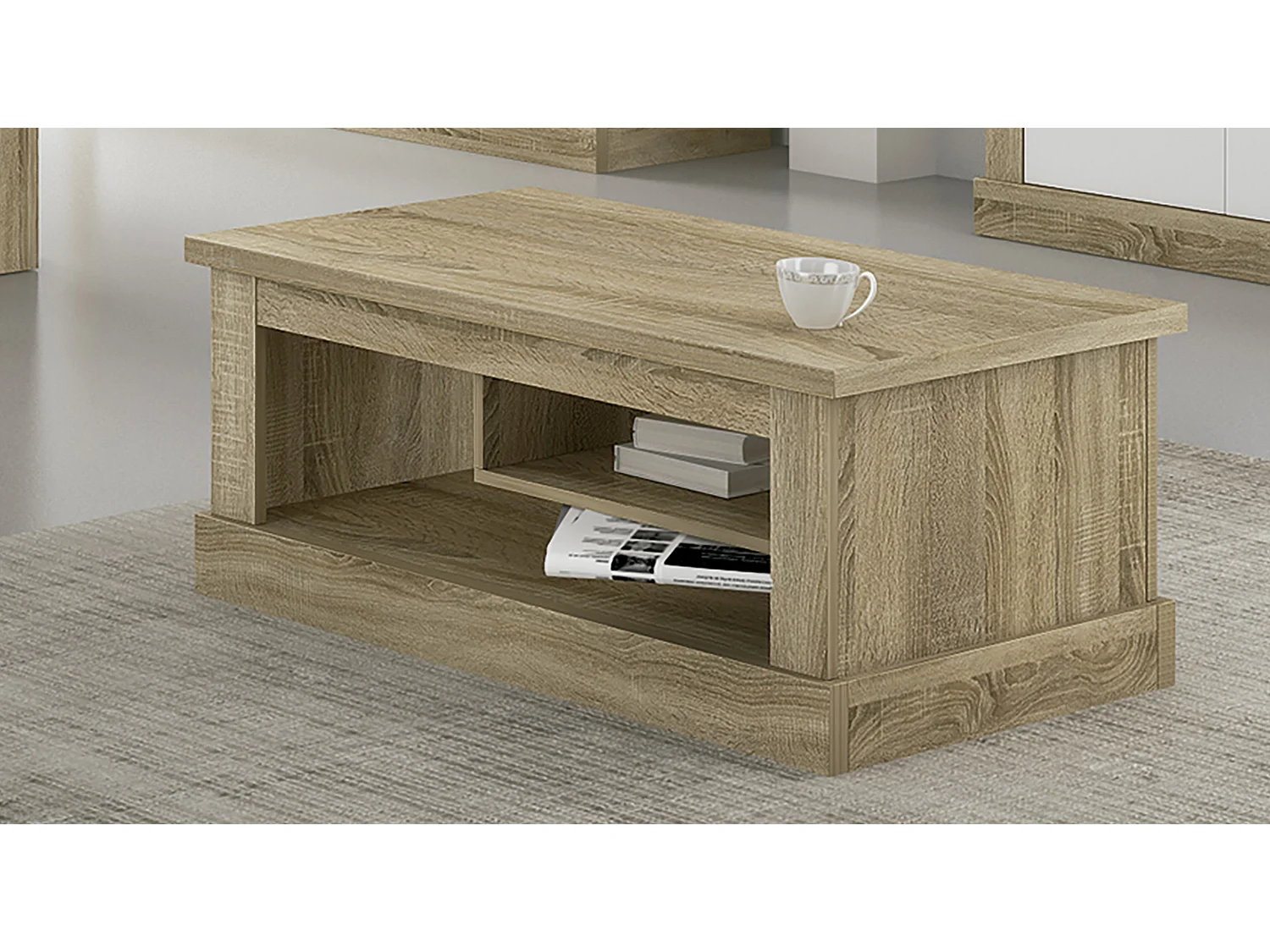 Table basse de salon coloris Chêne cambrian - Longueur 109 x Profondeur 60 x Hauteur 45,2 cm