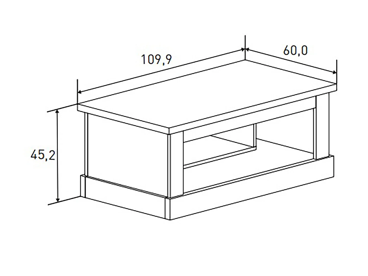 Table basse de salon coloris Chêne cambrian - Longueur 109 x Profondeur 60 x Hauteur 45,2 cm