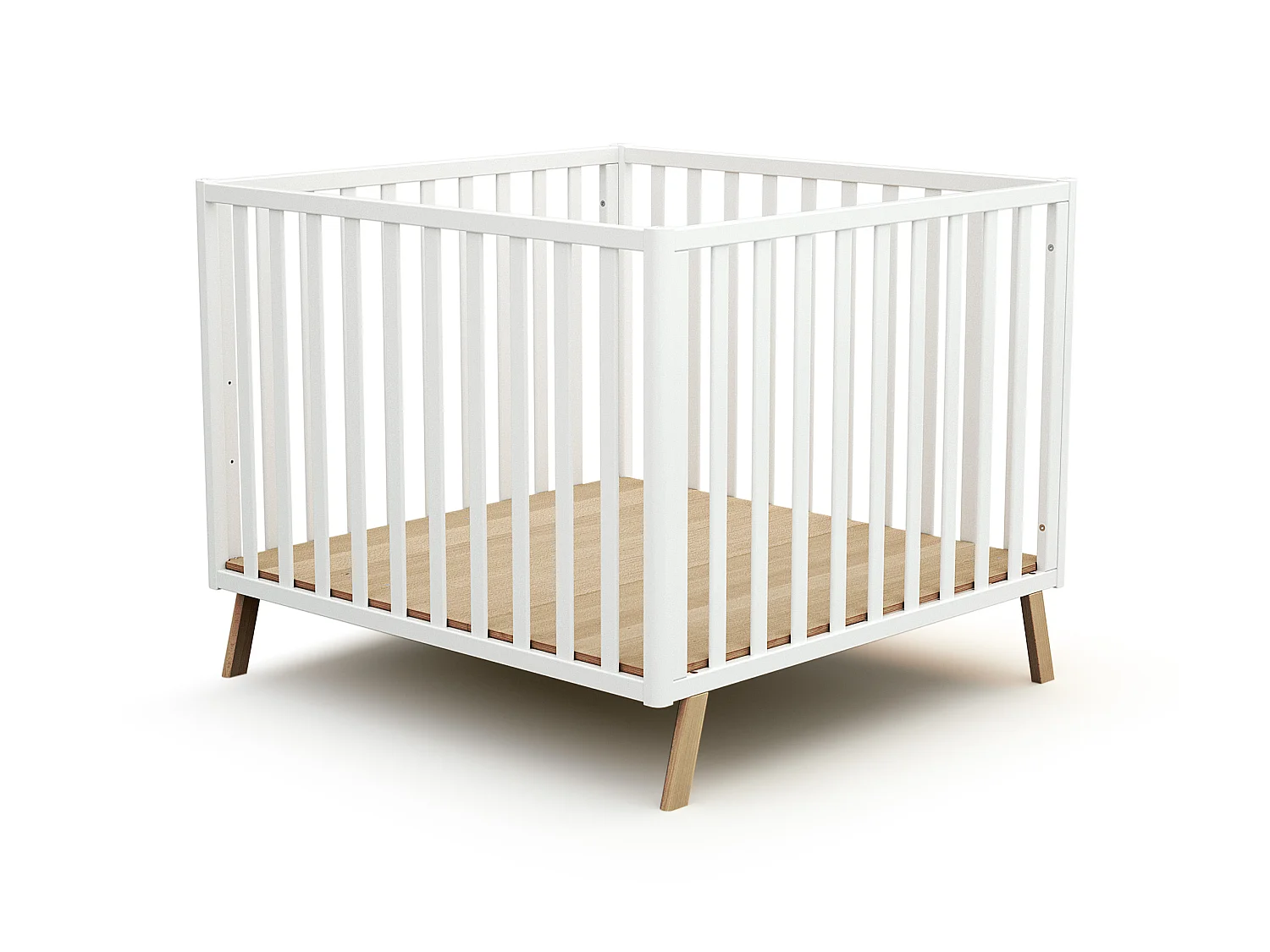 Umwandelbare hütte Laufstall CONFORT Holz Weiß und Buche Lackiert 100 x 100 cm