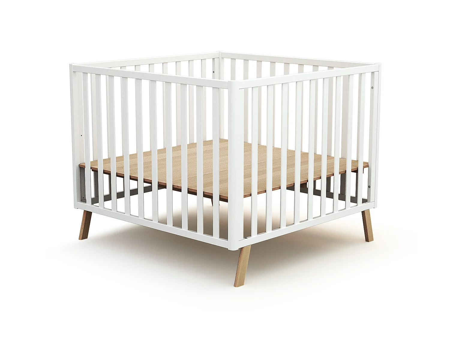 Umwandelbare hütte Laufstall CONFORT Holz Weiß und Buche Lackiert 100 x 100 cm