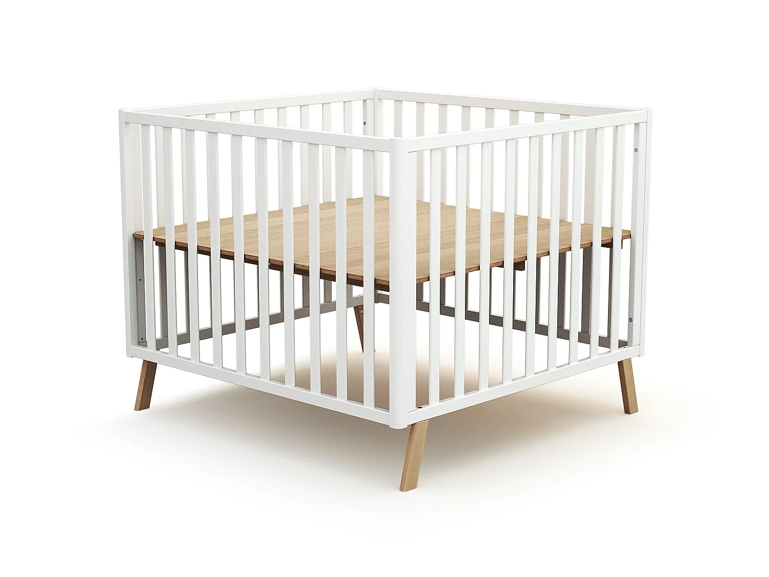 Umwandelbare hütte Laufstall CONFORT Holz Weiß und Buche Lackiert 100 x 100 cm