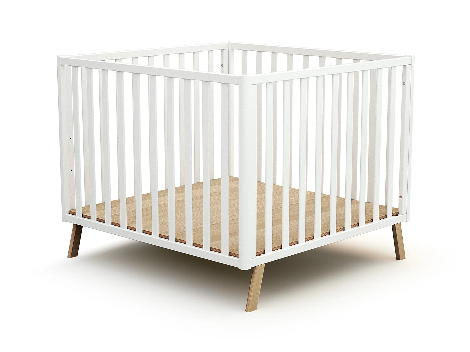 Umwandelbare hütte Laufstall CONFORT Holz Weiß und Buche Lackiert 100 x 100 cm