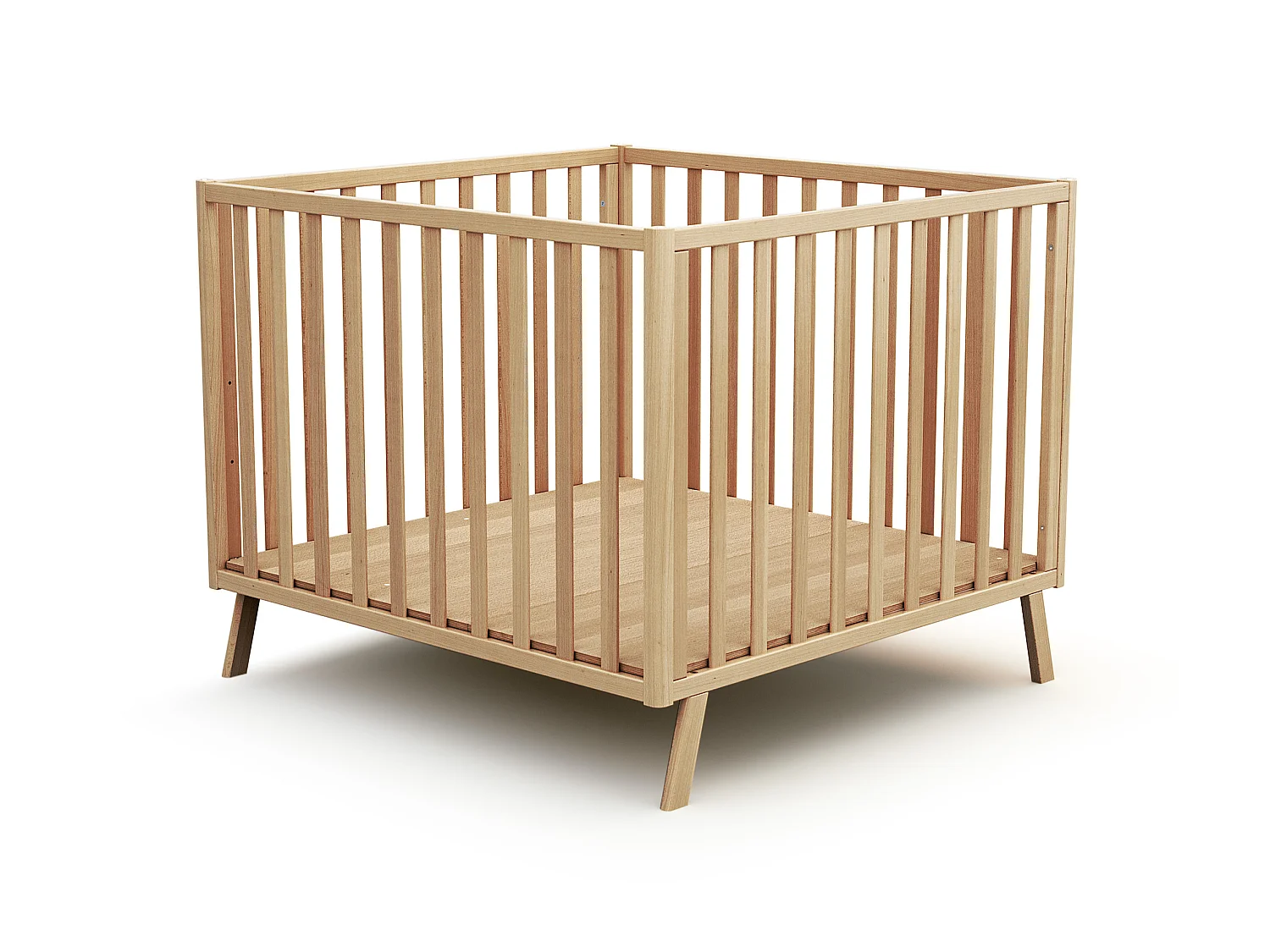 Parc bébé évolutif cabane en bois CONFORT Hêtre Verni 100 x 100 cm