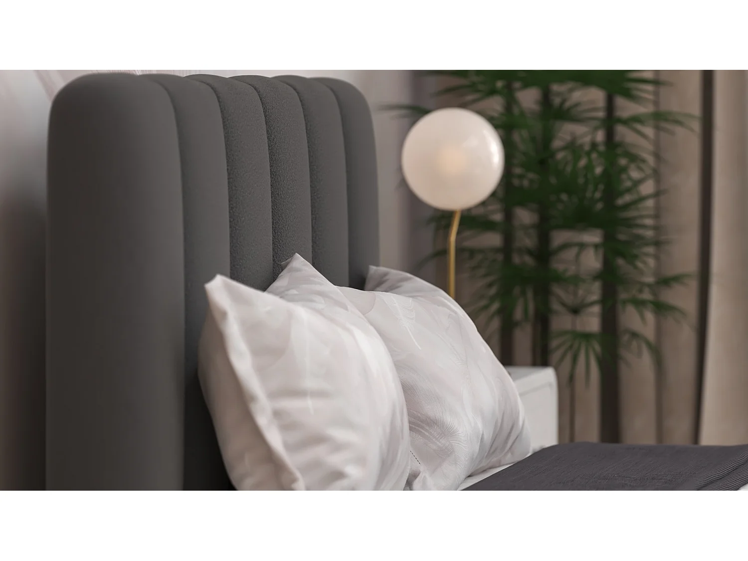 SIBLO Lit ado moderne Rico 160x200 cm Gris anthracite