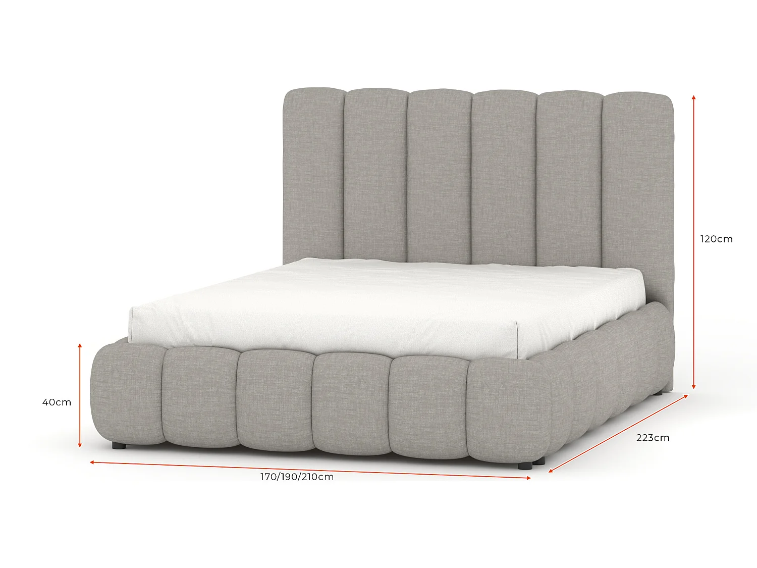 SIBLO Lit ado moderne Rico 160x200 cm Gris anthracite